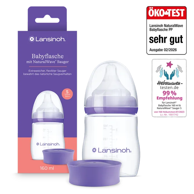 lansinoh-babyflasche-mit-naturalwave-sauger-160-ml-ergonomische-stillflasche-geg image 1