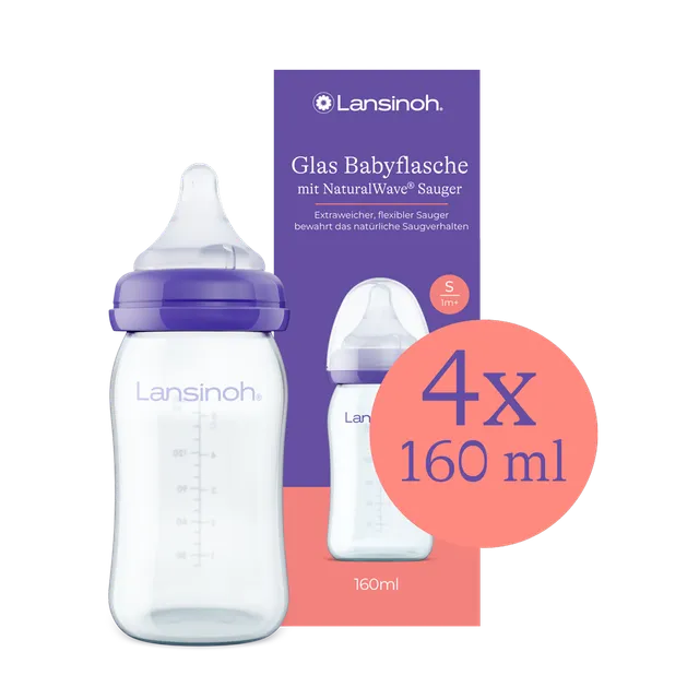 lansinoh-glas-babyflasche-mit-naturalwave-sauger-4-x-160-ml-hitzebest-ndiges-pre image 1