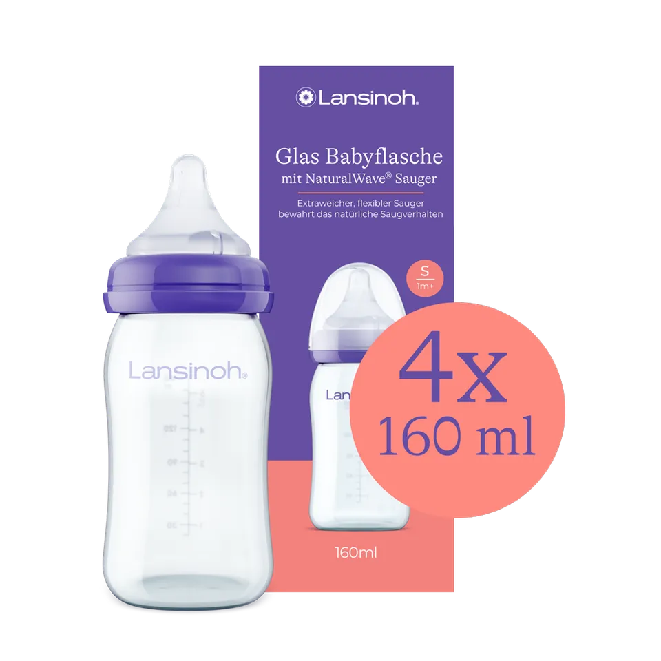 lansinoh-glas-babyflasche-mit-naturalwave-sauger-4-x-160-ml-hitzebest-ndiges-pre image 1