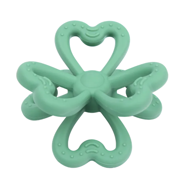haakaa-silicone-clover-teether-klee-bei-ring-mit-6-bl-ttern-aus-100-lebensmittel image 1