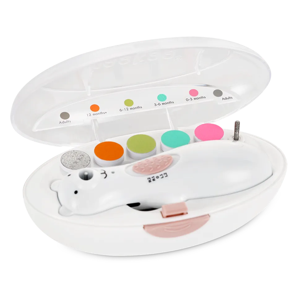 haakaa-happii-bear-elektrisches-baby-nageltrimmer-set-akkubetrieben-mit-led-lich image 1