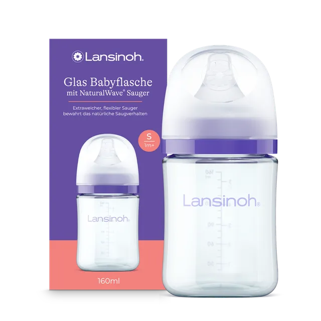 lansinoh-glas-babyflasche-160-ml-mit-naturalwave-sauger-s image 1
