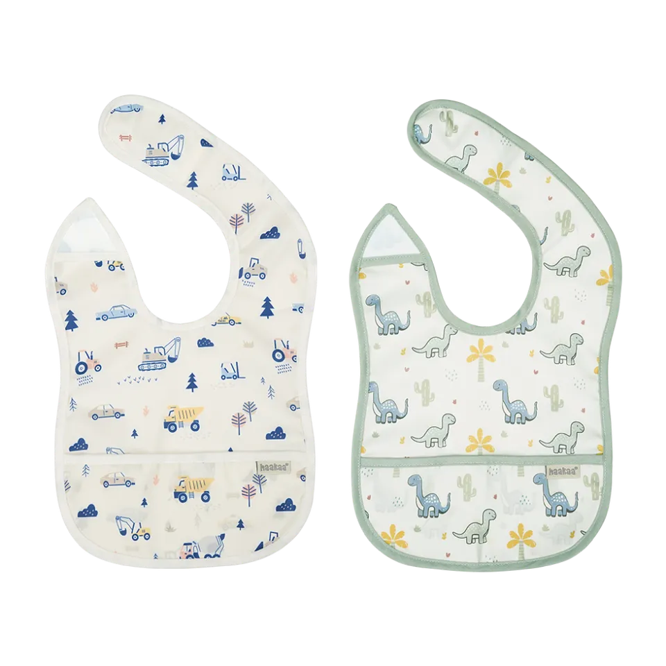haakaa-easy-fold-baby-bib-2er-set-faltbares-wasserabweisendes-l-tzchen-mit-kr-me image 1