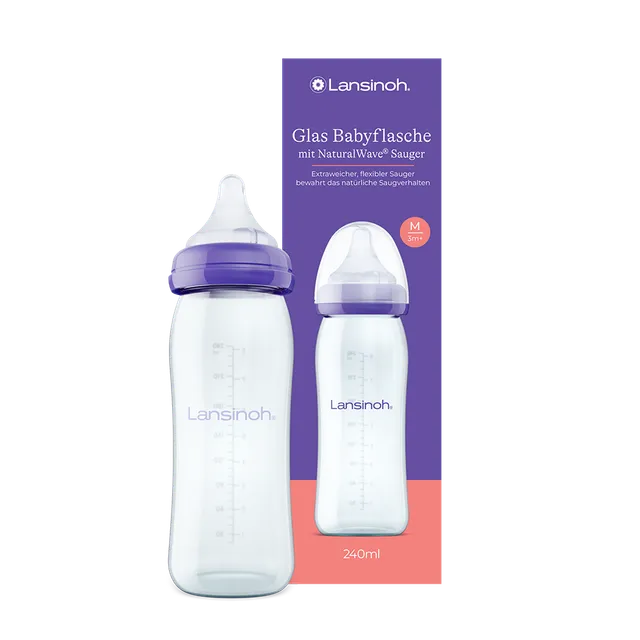 lansinoh-glas-babyflasche-240-ml-mit-naturalwave-sauger image 1
