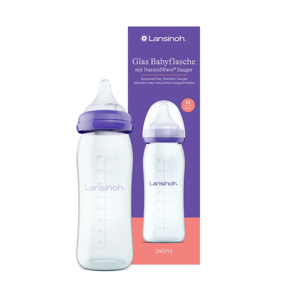 lansinoh-glas-babyflasche-240-ml-mit-naturalwave-sauger image 1