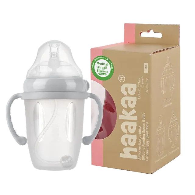 haakaa-generation-3-silicone-sippy-spout-bottle-250-ml-trinklernflasche-mit-besc image 1