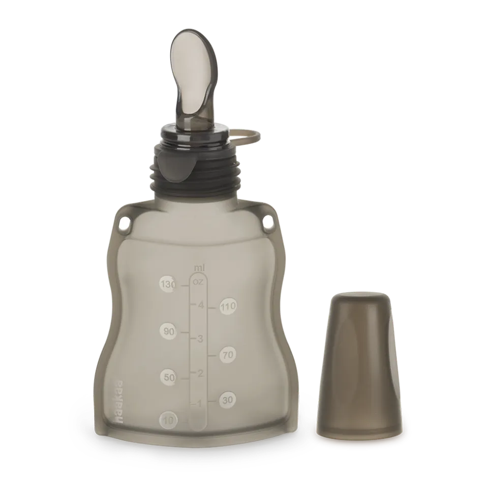 haakaa-silikonbeutel-mit-f-tterl-ffel-130-ml-futterbeutel-set-f-r-babynahrung image 1