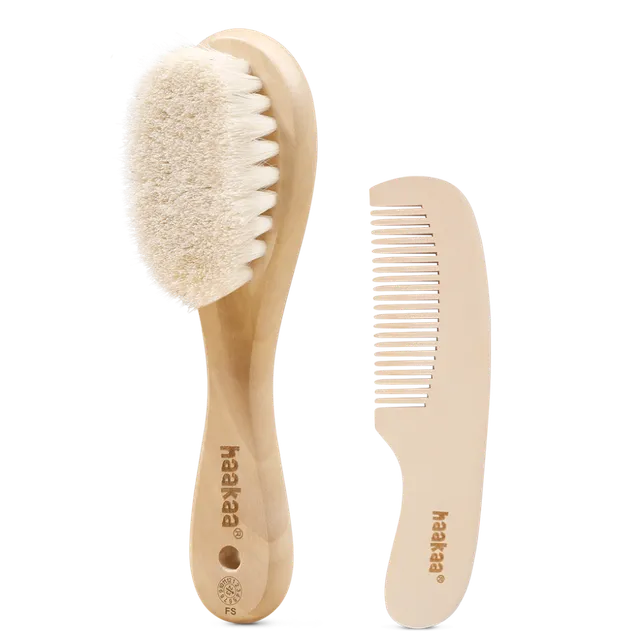 haakaa-wool-baby-hairbrush-babyhaarb-rste-mit-nat-rlichem-holzgriff-und-weicher- image 1