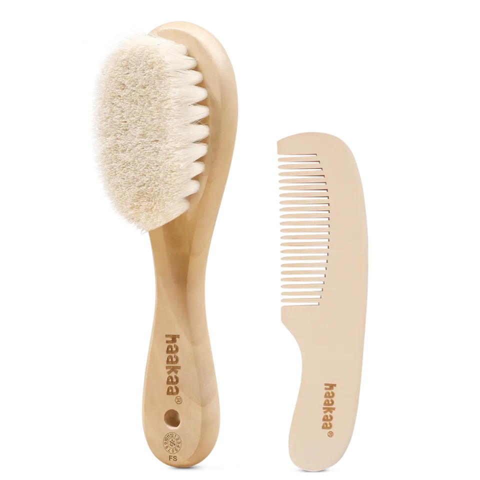 haakaa-wool-baby-hairbrush-babyhaarb-rste-mit-nat-rlichem-holzgriff-und-weicher- image 1