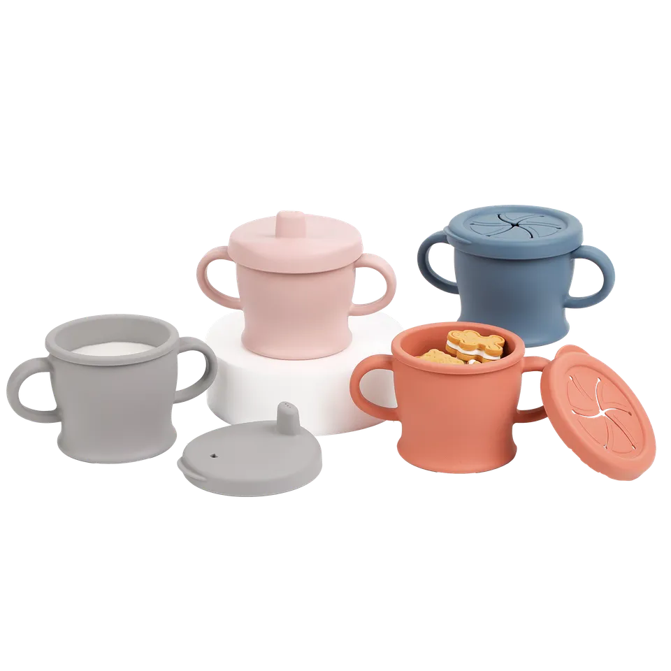 haakaa-silicone-sip-n-snack-cup-silikon-becher-mit-2-wechseldeckeln-trinkbecher- image 1