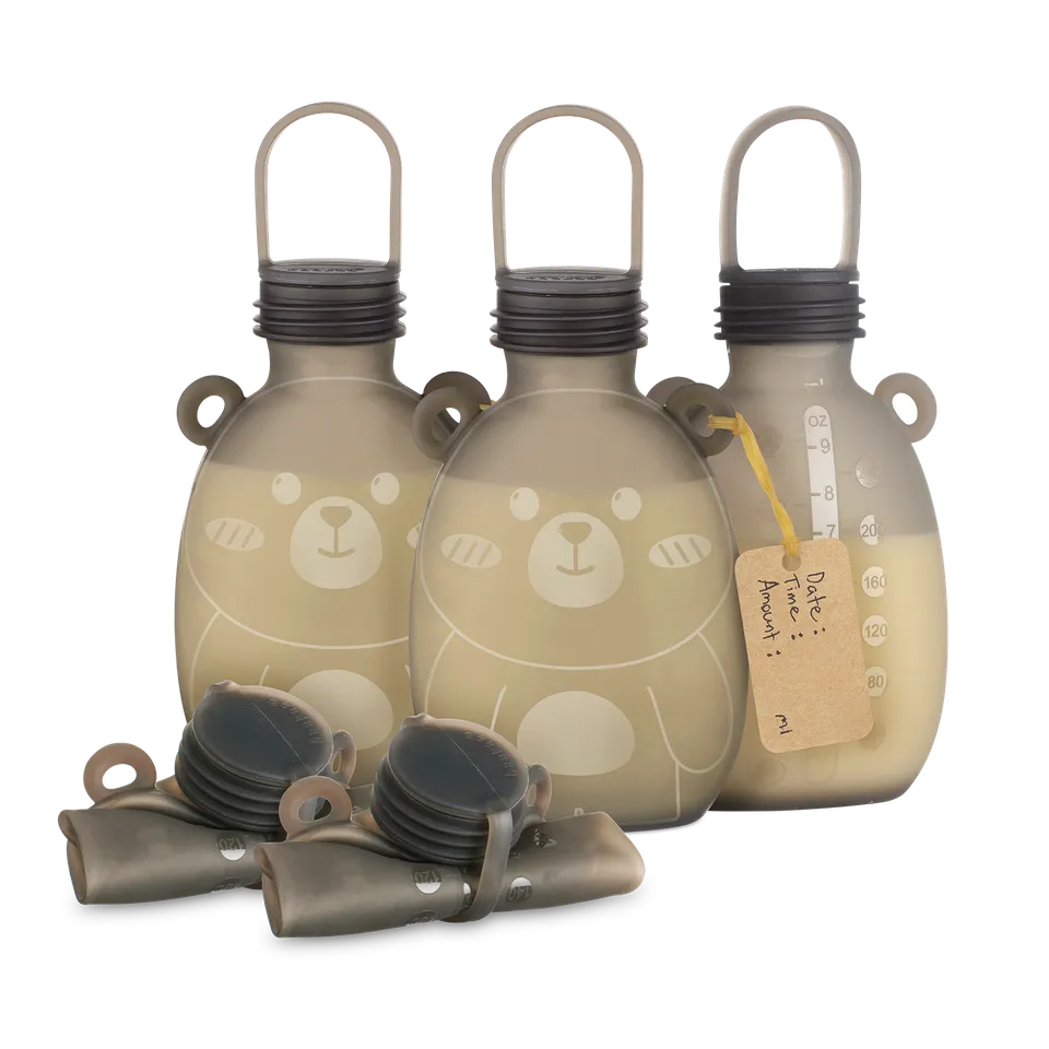 haakaa-happii-bear-silikon-milchbeutel-260-ml-wiederverwendbarer-milchspeicher-b image 1