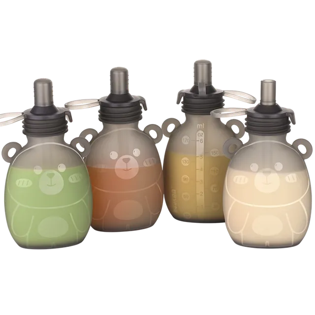 haakaa-happii-bear-silikon-goody-pouch-wiederverwendbarer-snack-beutel-aus-100-l image 1