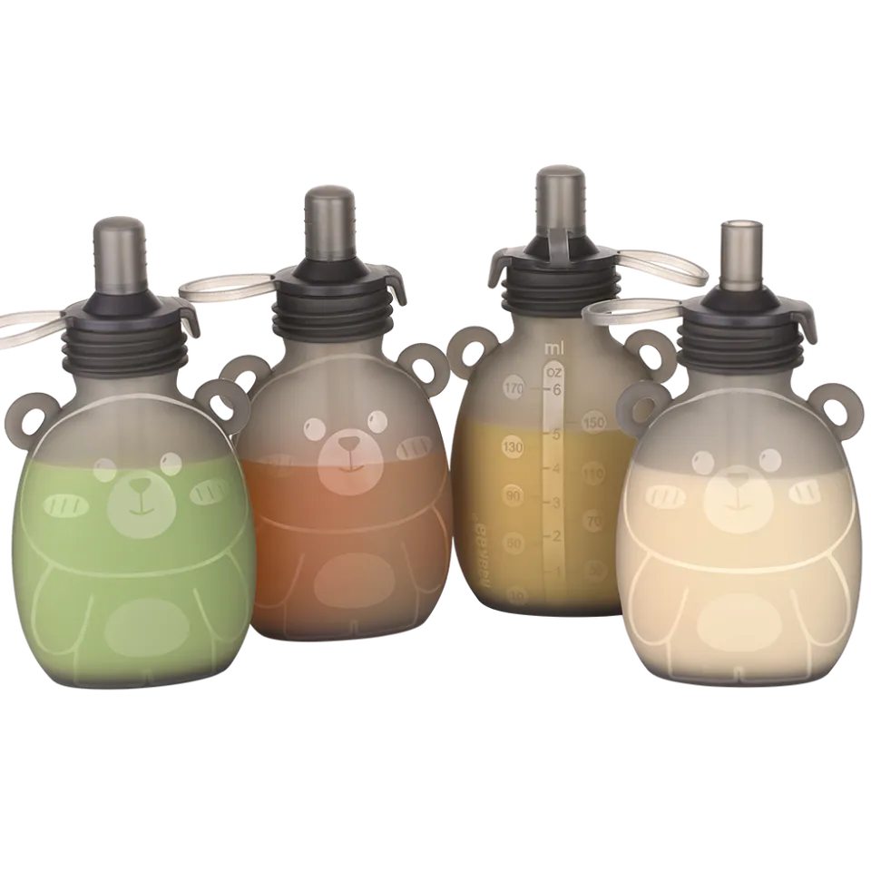 haakaa-happii-bear-silikon-goody-pouch-wiederverwendbarer-snack-beutel-aus-100-l image 1