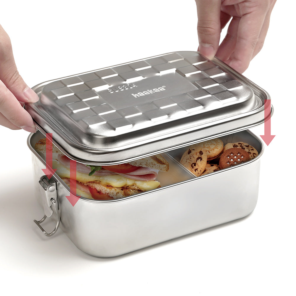 haakaa-edelstahl-lunchbox-mit-snack-beh-ltern-auslaufsichere-brotdose-mit-3-f-ch image 2