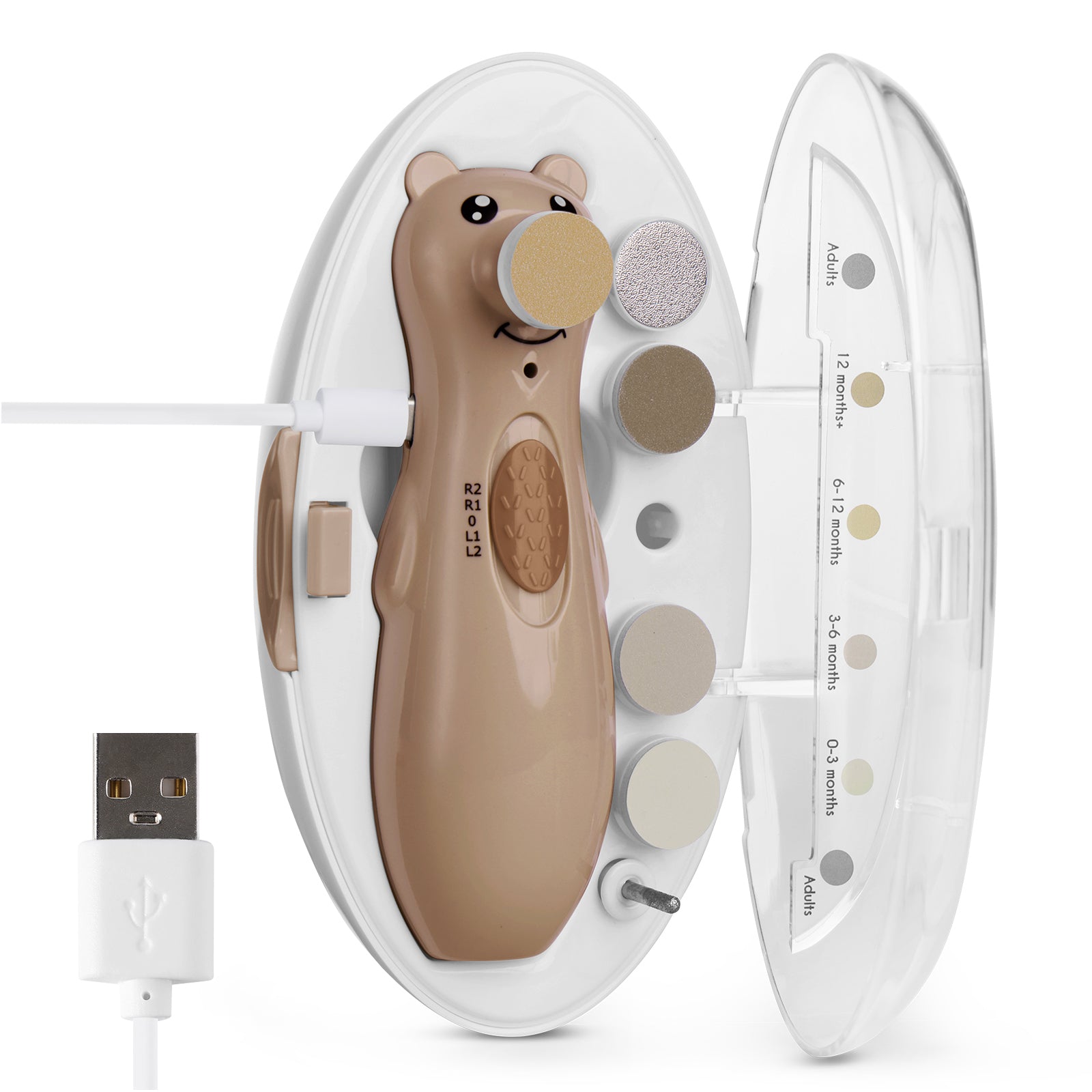 haakaa-happii-bear-elektrisches-baby-nageltrimmer-set-akkubetrieben-mit-led-lich image 7