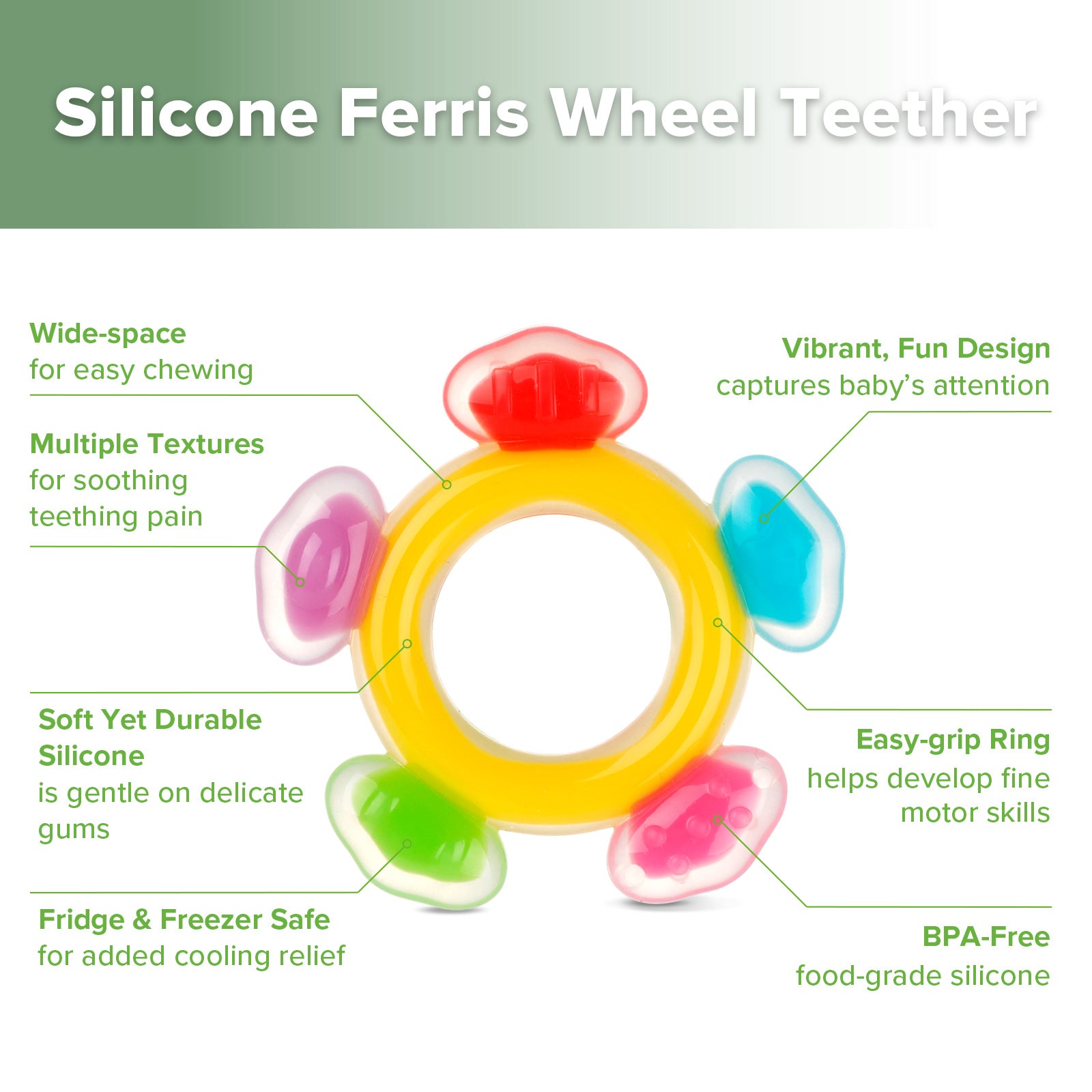 haakaa-silicone-ferris-wheel-teether-silikon-bei-ring-riesenrad-design-ca-7-9-cm image 4