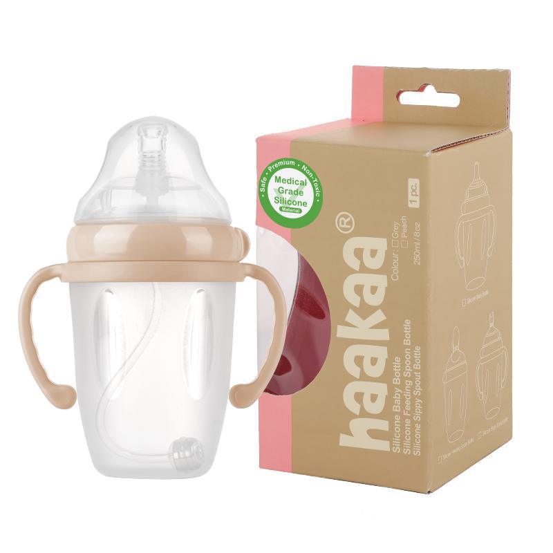 haakaa-generation-3-silicone-sippy-spout-bottle-250-ml-trinklernflasche-mit-besc image 2