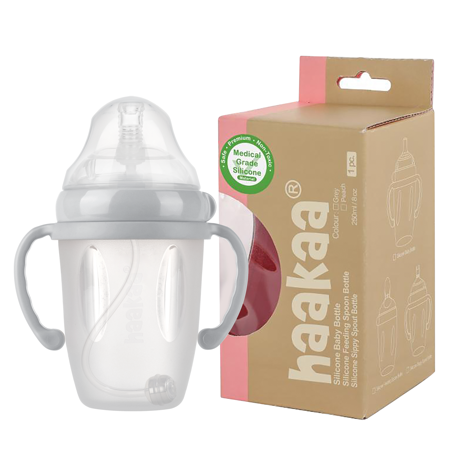 haakaa-generation-3-silicone-sippy-spout-bottle-250-ml-trinklernflasche-mit-besc image 1