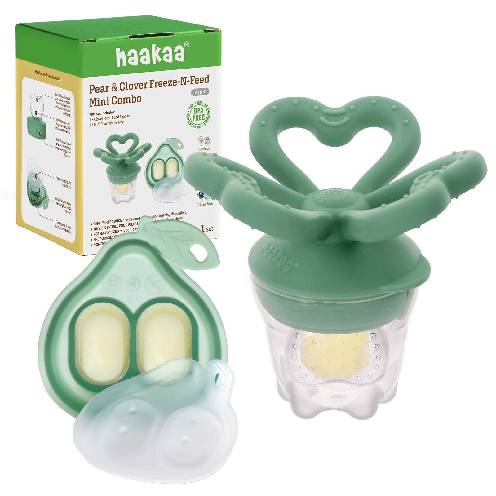 haakaa-pear-clover-freeze-n-feed-mini-combo-fresh-food-feeder-bei-ring-set-mit-m image 1
