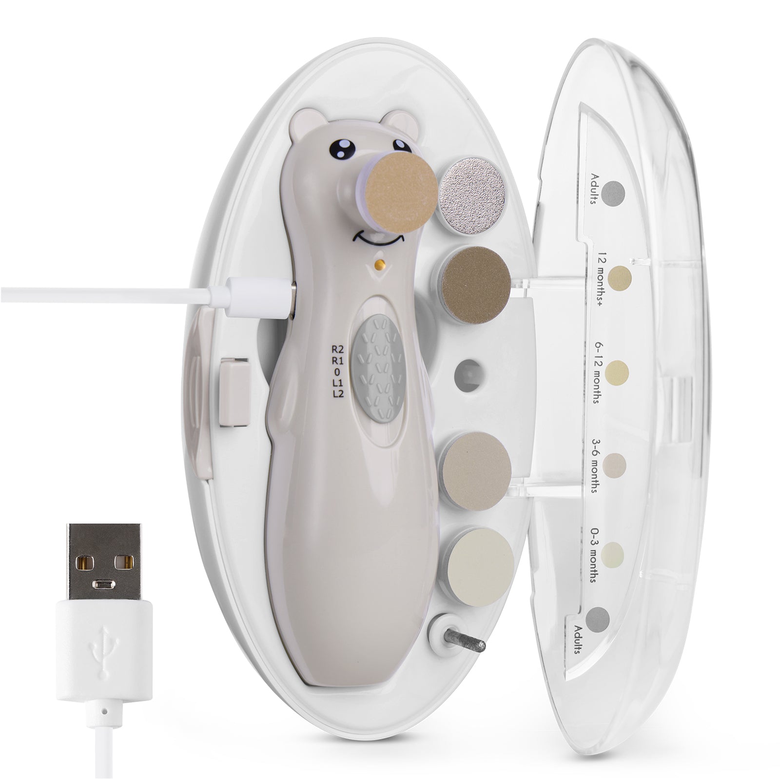 haakaa-happii-bear-elektrisches-baby-nageltrimmer-set-akkubetrieben-mit-led-lich image 6