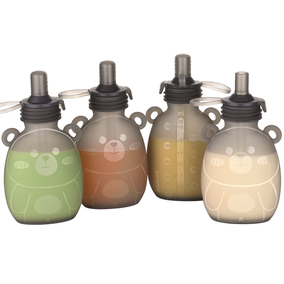 haakaa-happii-bear-silikon-goody-pouch-wiederverwendbarer-snack-beutel-aus-100-l image 1