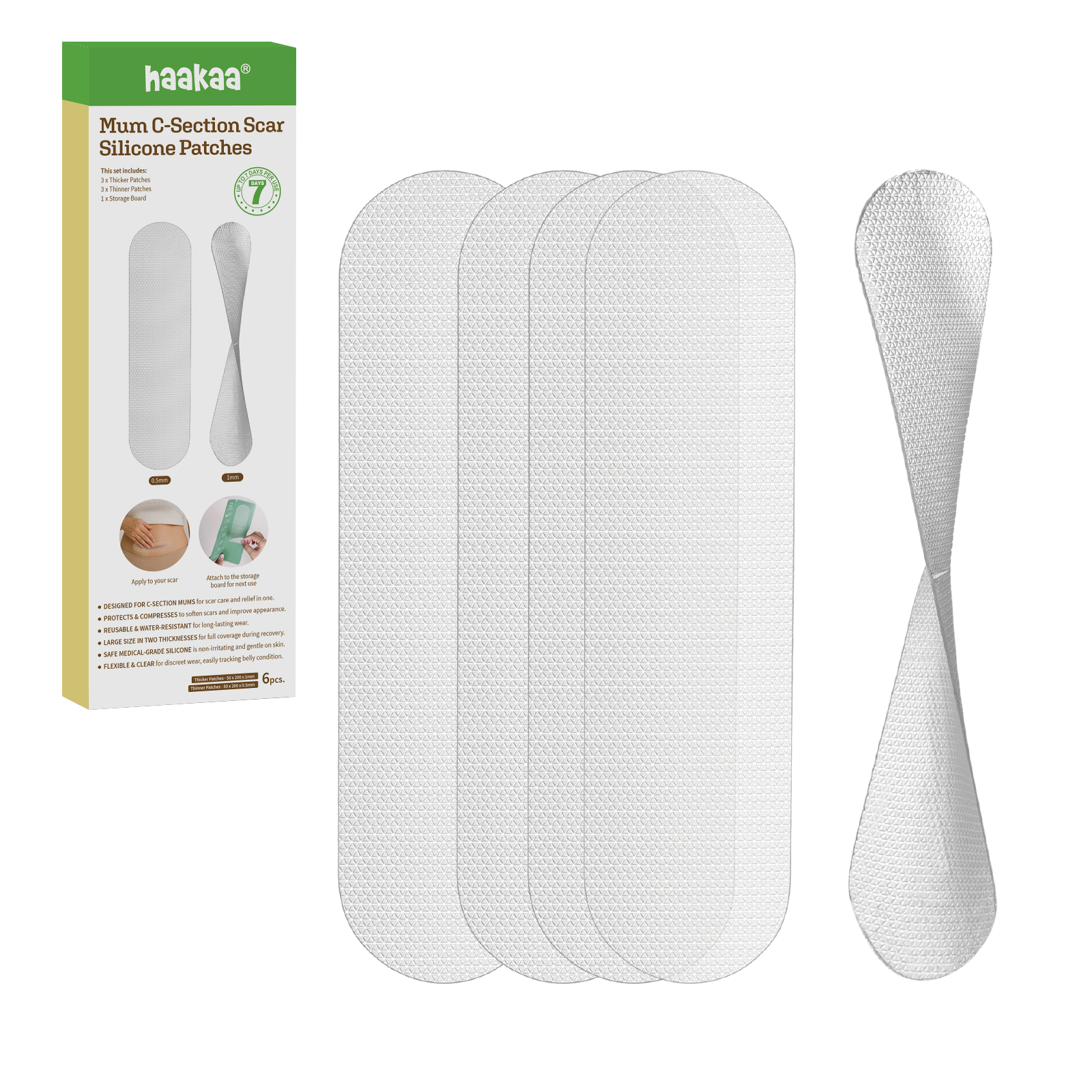 haakaa-mum-kaiserschnitt-narben-silikonpflaster-6er-set-3-0-5-mm-3-1-mm-medizini image 1