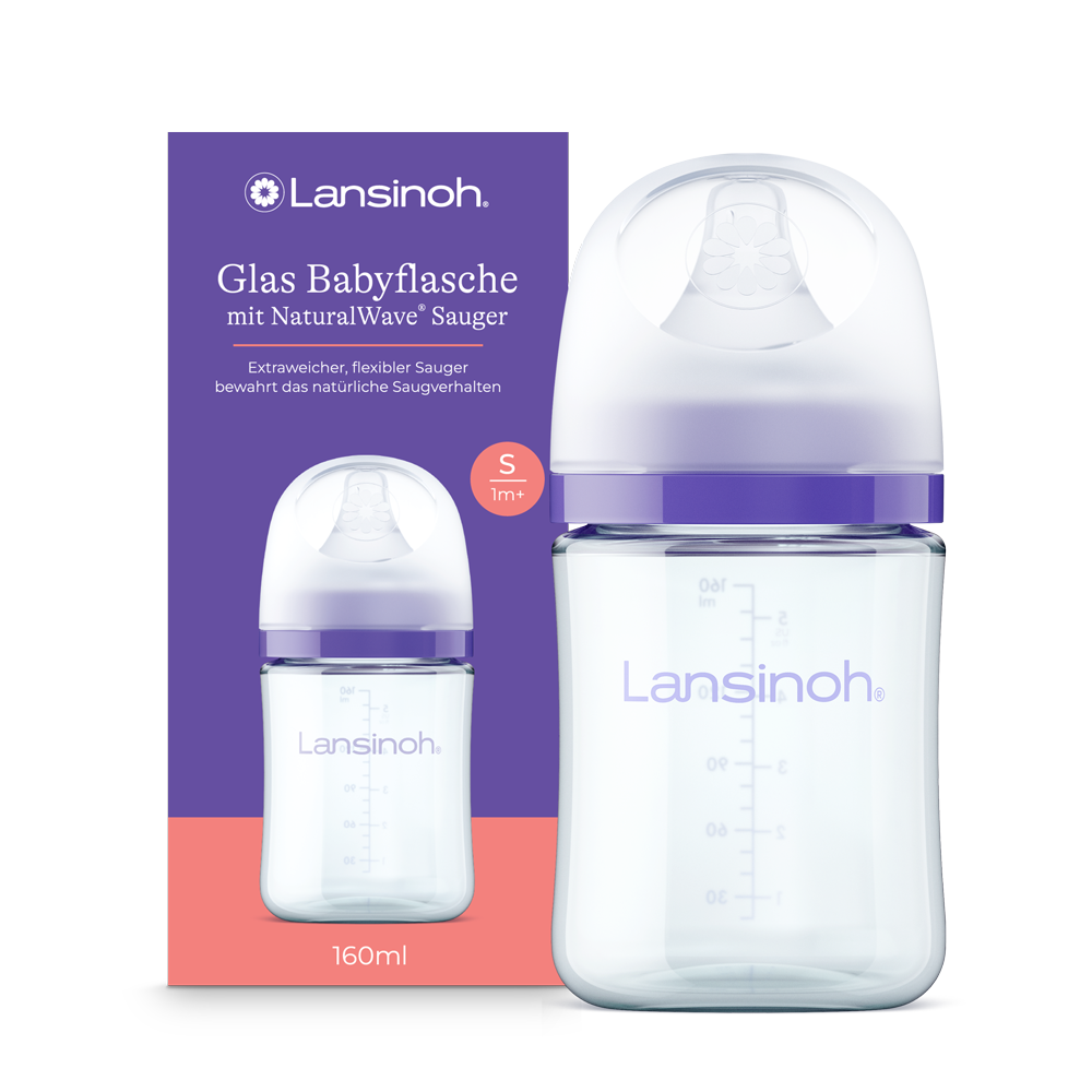 lansinoh-glas-babyflasche-160-ml-mit-naturalwave-sauger-s image 1