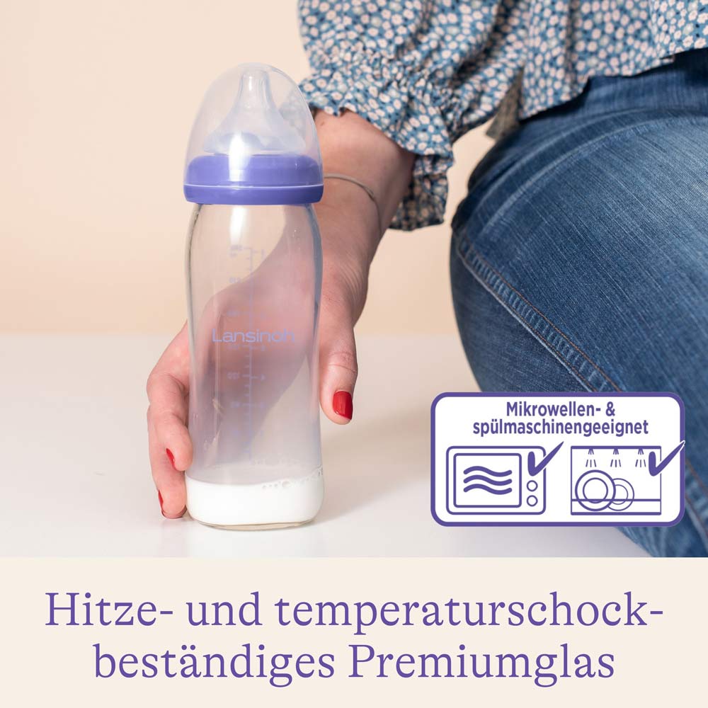 lansinoh-glas-babyflasche-240-ml-mit-naturalwave-sauger image 2