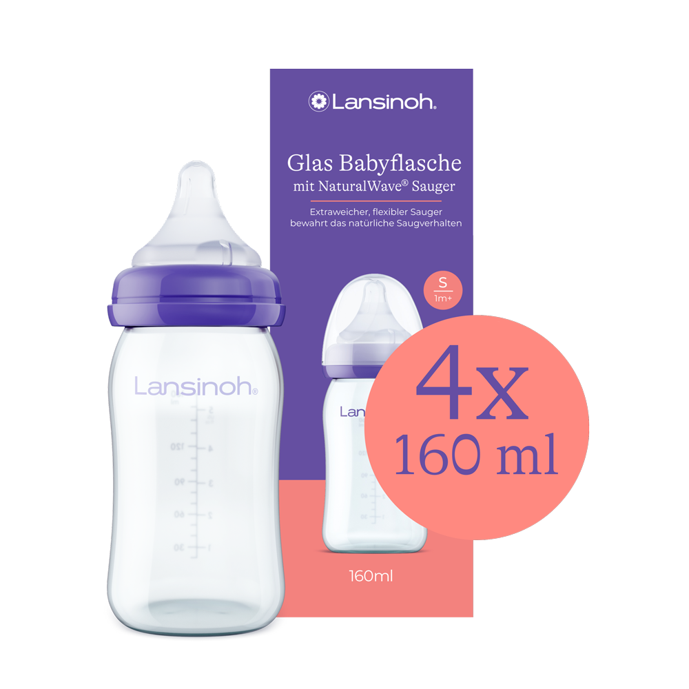 lansinoh-glas-babyflasche-mit-naturalwave-sauger-4-x-160-ml-hitzebest-ndiges-pre image 1