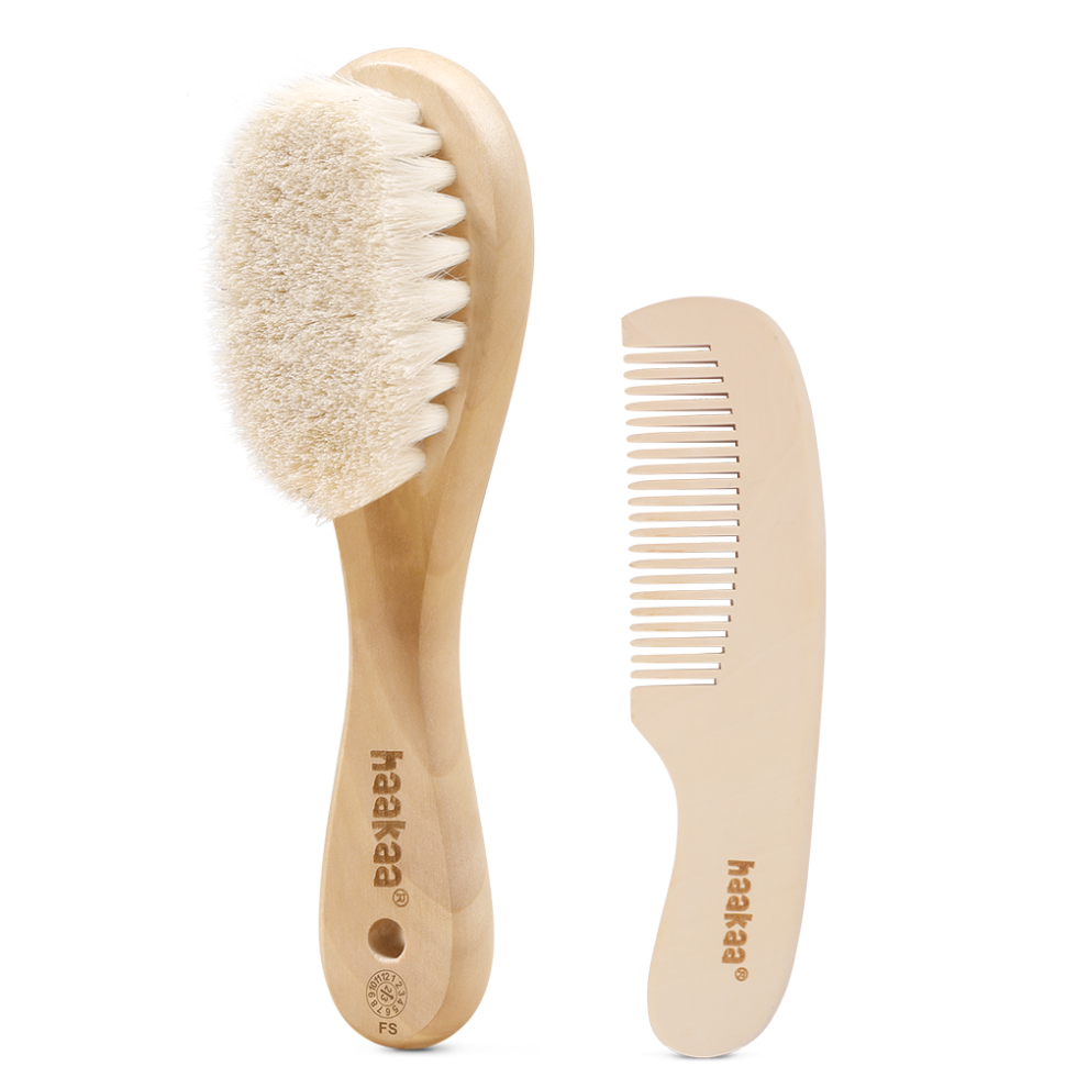 haakaa-wool-baby-hairbrush-babyhaarb-rste-mit-nat-rlichem-holzgriff-und-weicher- image 1