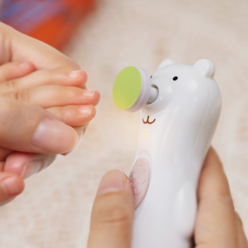 haakaa-happii-bear-elektrisches-baby-nageltrimmer-set-akkubetrieben-mit-led-lich image 4