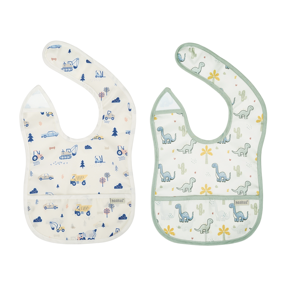 haakaa-easy-fold-baby-bib-2er-set-faltbares-wasserabweisendes-l-tzchen-mit-kr-me image 1