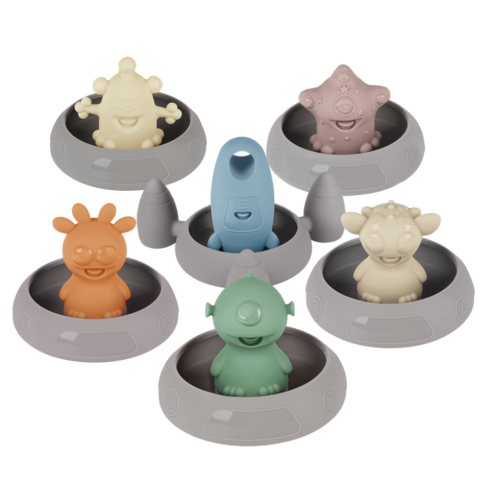 haakaa-alien-explorers-silikon-badespielzeug-set-6-teilig-schimmelfrei-durch-zer image 1